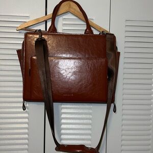 Gently used faux, leather business, laptop bag